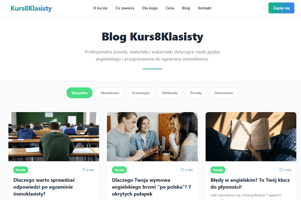 Kurs8Klasisty - English Course screenshot 2