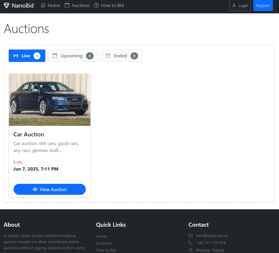 NanoBid - Auction Platform screenshot 2