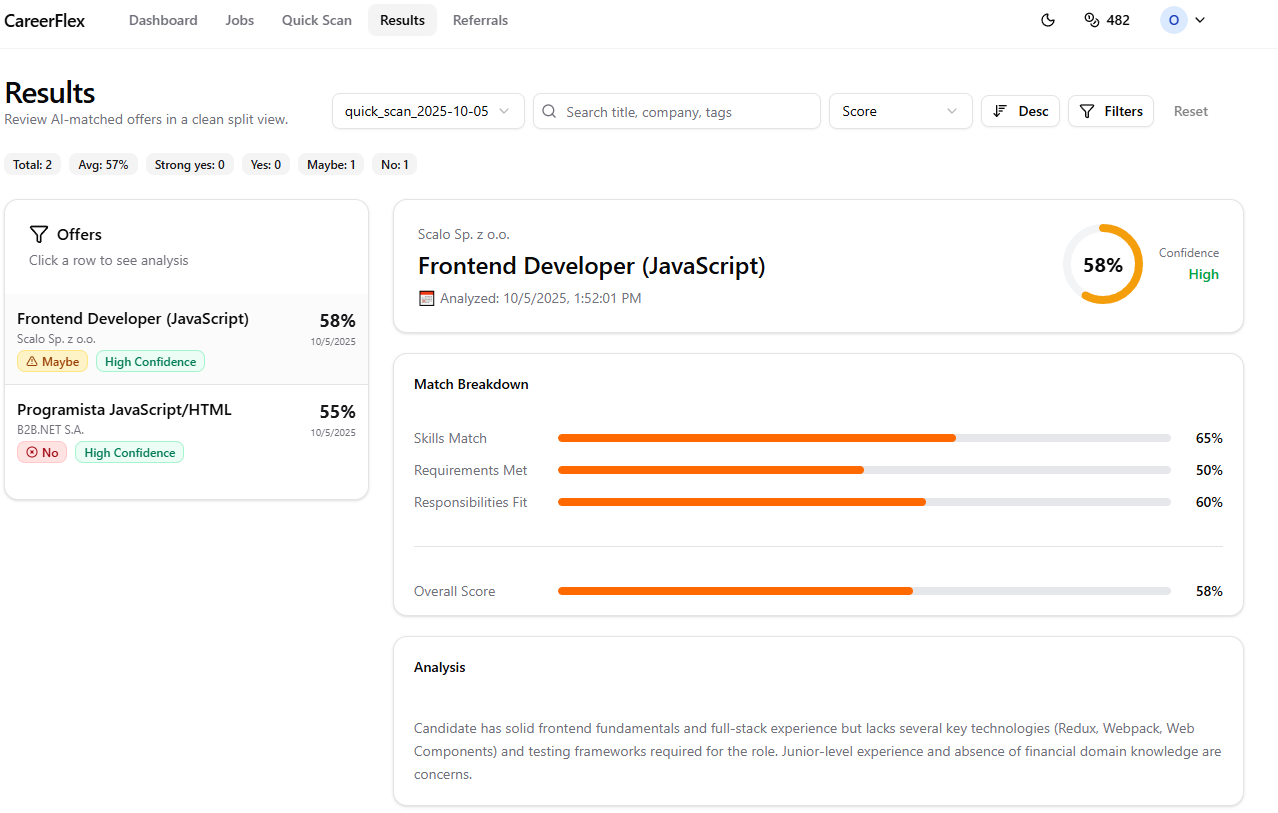 CareerFlex — Asystent do szukania pracy z AI - screenshot 2