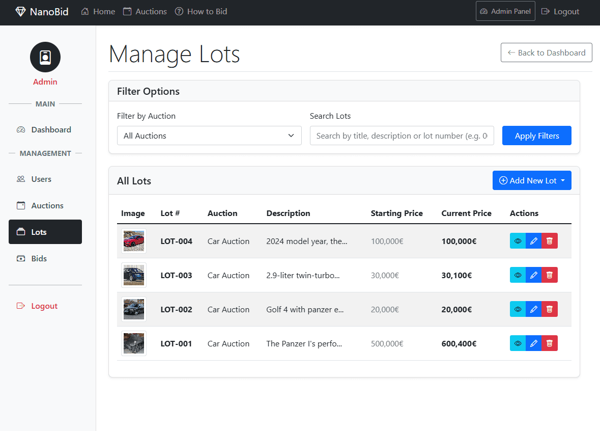 NanoBid - Auction Platform - Screenshots 5